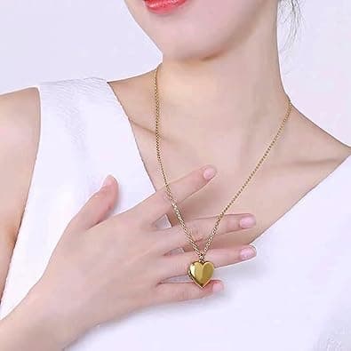 Love Heart Locket Necklace that Holds Pictures Polished Lockets Necklaces Birthday Gifts thumbnail 5