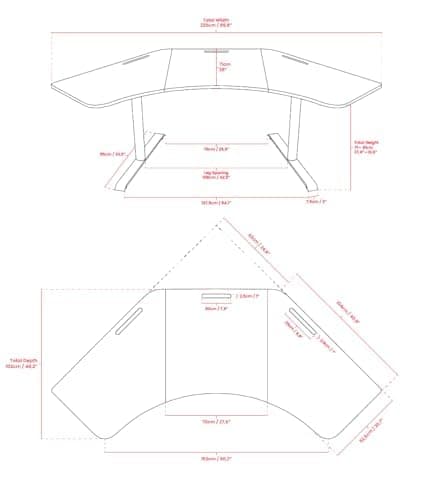 Arozzi Arena Angelo L Shaped GamingDesk, PC Gaming Desk L Shape, Height Adjustable L Shaped Standing Desk for Home Office, Computer Desk with Full Coverage Mouse Pad (Gun Metal) thumbnail 3
