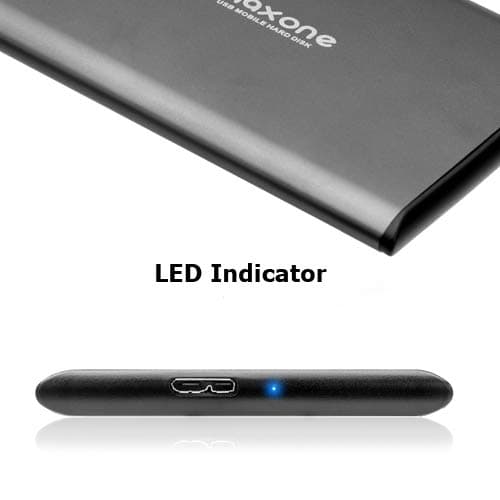 Maxone 500GB Ultra Slim Portable External Hard Drive HDD Compatible with PC, Laptop, Grey thumbnail 3