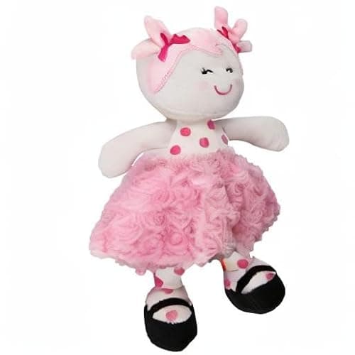 Baby Starters Plush Baby Doll with Rattle, Brunette Olivia, Pink, 9 inch thumbnail 6
