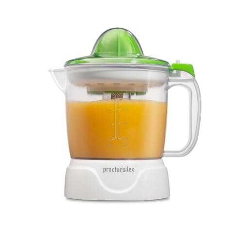 Proctor Silex Juicer Electric Citrus Juicer Machine, 34 oz., for Orange, Lemon, Grapefruit Juice, White and Green (66340) - White and Green - Image 1