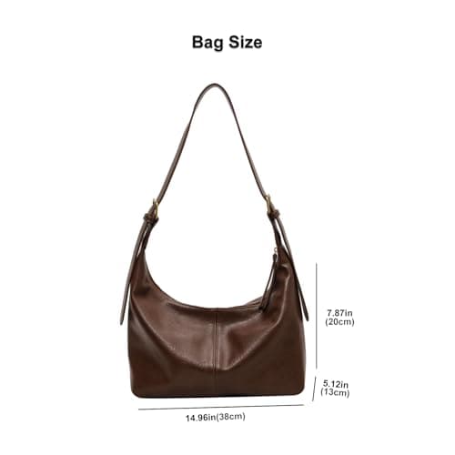 Shoulder Bag for Women, PU Leather Crossbody Hobo Handbags Slouchy Tote Purses for Everyday Travel & Work (Coffee) thumbnail 4