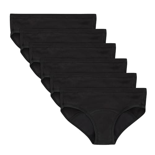 Hanes Girls' Hipster Period Underwear, Comfort, Period. Panties, Moderate Protection, 6-Pack - Image 1