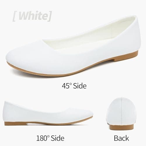 MEFOUND Women's White Jacquard Ballet Flats Shoes Comfortable PU Leather Dress Slip on Shoes Teacher Business Casual (White Embroidery.US9.5) thumbnail 9