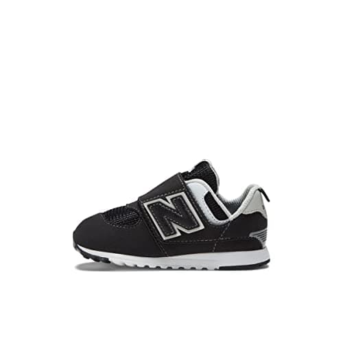New Balanace Kid's 574 V1 New-B Hook and Loop Sneaker, Black/Silver Metallic, 10 Wide thumbnail 4