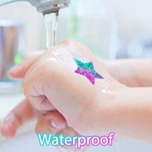 Temporary Glitter Tattoo Kit for Kids & Adults, LCDGTJ 42 Glitter & 6 Fluorescent Color, 209 Stencils, 4 Glue, 5 Brushes, 1 Diamond Sticker, Safe & Easy Removal Face Body Art Birthday Party Supplies thumbnail 7