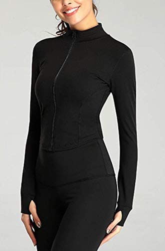 Lviefent Womens Lightweight Full Zip Running Track Jacket Workout Slim Fit Yoga Sportwear with Thumb Holes thumbnail 2