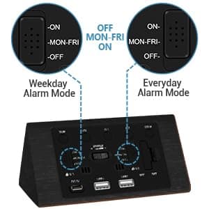 Kogonee Wooden Digital Alarm Clock, 0-100% Dimmer, 2 Alarm Settings, Weekday/Everyday Mode, 9 Mins Snooze, 12/24H, Temperature and Date Display for Office, Travel, Bedroom Alarm Clock (Black) thumbnail 5