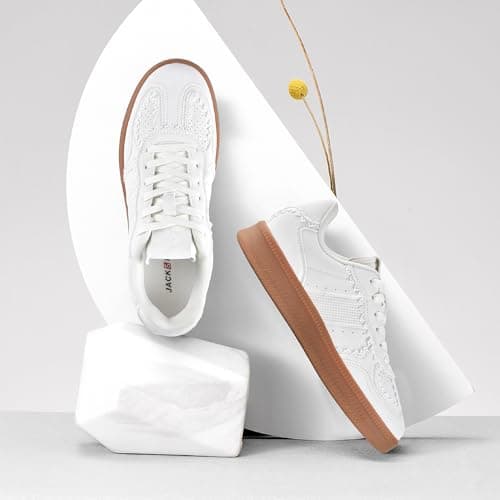 JACKSHIBO Women's Ribbon Lace-Up Fashion Sneakers Arch Support Gum Sole Tennis Walking Shoes with Memory Foam thumbnail 6