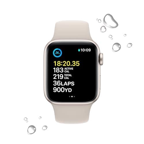 Apple Watch SE (2nd Gen) (GPS + Cellular, 40mm) - Starlight Aluminum Case with Starlight Sport Band, M/L (Renewed) thumbnail 5
