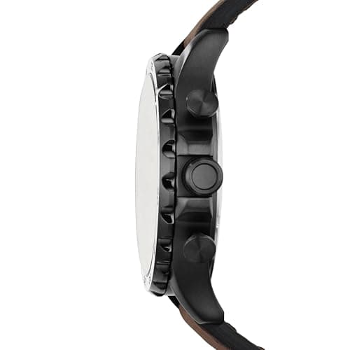 Fossil Men's Nate Quartz Watch, Stainless Steel and Leather Chronograph Watch for Men, Color: Black, Dark Brown thumbnail 2