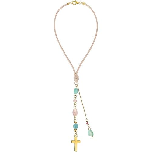 DELORIGIN Cross Hanging Car Mirror Ornament Amazonite and Crystal Bead Charm Suncatcher Car Mirror Pendant Accessories Good Luck Keychain for Bag Window Cars Door Garden Balcony Home Decoration - Image 1