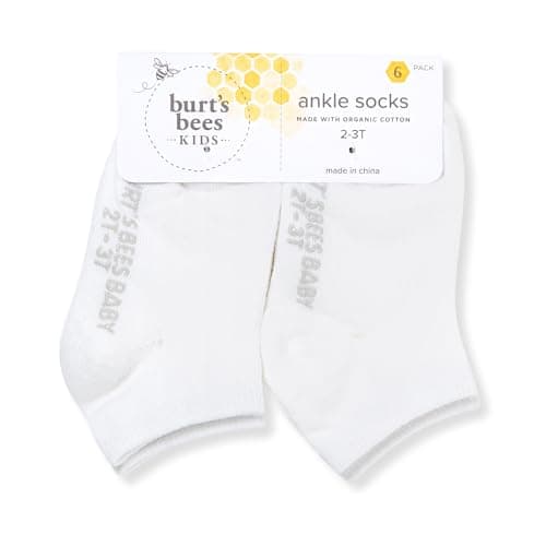 Burt’s Bees Baby Baby Girls' Ankle Socks with Non-Slip Grips, Organic Soft Cotton Toddler Socks Baby Essential, 6-Pack thumbnail 2