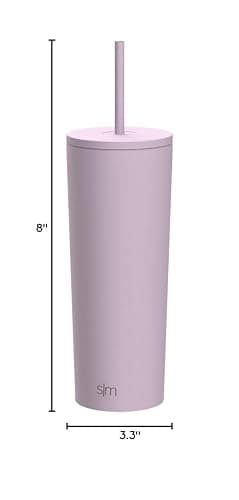 Simple Modern Insulated Tumbler with Lid and Straw | Iced Coffee Cup Reusable Stainless Steel Water Bottle Travel Mug | Gifts for Women Men Her Him | Classic Collection | 24oz | Lavender Mist thumbnail 3