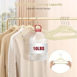 20/50 Pack Reinforced Velvet Clothes Hangers – Non-Slip Slim Hangers for Winter Coats, Suits & Knitwear, Space-Saving with Swivel Hook (White, 20) thumbnail 6