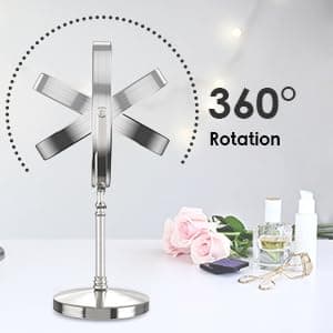 Lighted Makeup Mirror, 8" Rechargeable Double Sided Magnifying Mirror with 3 Colors, 1x/10x 360° Rotation Touch Screen Vanity Mirror, Brightness Adjustable Magnification Cosmetic Light up Mirror thumbnail 8