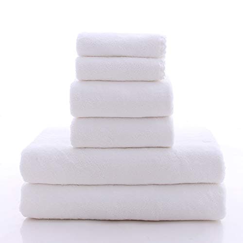 MOONQUEEN Ultra Soft Towel Set - Quick Drying - 2 Bath Towels 2 Hand Towels 2 Washcloths - Microfiber Coral Velvet Highly Absorbent Towel for Bath Fitness, Sports, Yoga, Travel (White, 6 Pieces) thumbnail 5