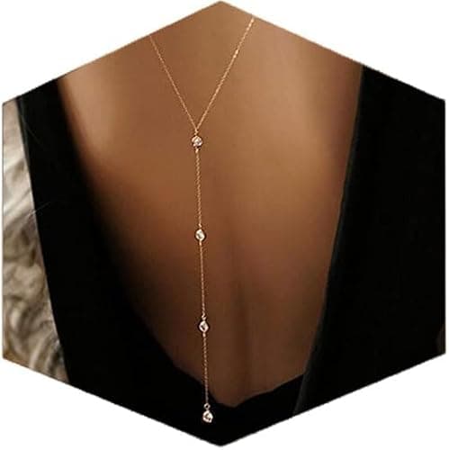 Artmiss Wedding Bridal Backdrop Necklace Crystal Back Necklace Gold Jewelry for Women - Image 1