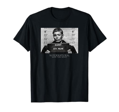 Supernatural Dean Winchester City Police Mugshot Portrait T-Shirt - Image 1