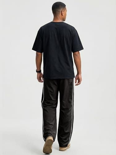 JMIERR Men's Baggy Parachute Pants Casual Wide Leg Y2K Lightweight Quick Dry Deep Pockets Urban Pants, Black, Medium thumbnail 4