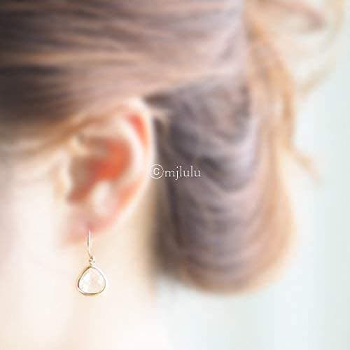 Dainty Aqua Blue Mint Green Dangle Earrings - 14k Gold-Plated, Hypoallergenic, Lightweight Sweet Crystal Glass Drops, Minimalist Beach Jewelry by MJLULU thumbnail 6