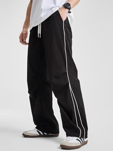 JMIERR Men's Baggy Parachute Pants Casual Wide Leg Y2K Lightweight Quick Dry Deep Pockets Urban Pants, Black, Medium thumbnail 5