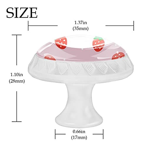 Pshhdgyhs Furniture Decorative Cabinet Drawer Pulls Handles,Kawaii Strawberry Pink Patterns Glass Round Knobs for Wardrobe Dresser Kitchen (4 Pack) thumbnail 4