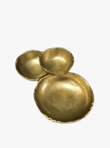 The Refined Dwelling Textured Grazing Bowl, Stainless Steel Serving Bowl for Appetizers and Treats, Decorative Centerpiece Available in Silver and Gold (Gold) - Image 1