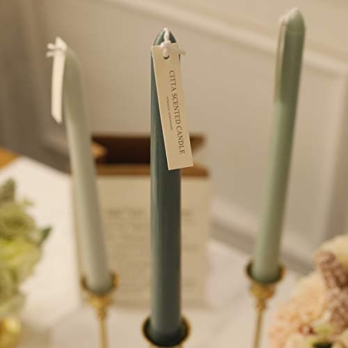 Christmas Green Taper Candles 10'' Non-Toxic Green Shades Ombre Colored Candle Sticks Set of 4 | Natural Soy Candlesticks Colorful Decor Centerpiece Amber Sandalwood Scented thumbnail 5
