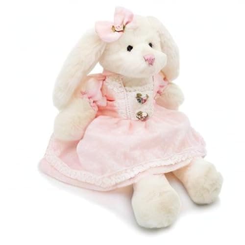 oits cute Small Soft Stuffed Animal Bunny Rabbit Plush Toy for Baby Girls 15inch (White Rabbit Wearing Pink Retro Dress) thumbnail 7