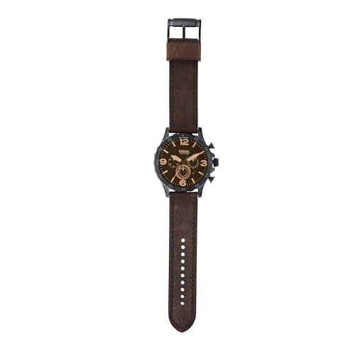 Fossil Men's Nate Quartz Watch, Stainless Steel and Leather Chronograph Watch for Men, Color: Black, Dark Brown thumbnail 3