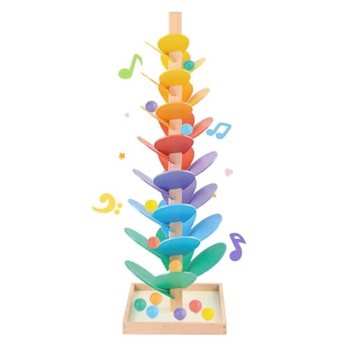 Wooden Marble Run Music Tree Marble Run Learning Game Montessori Wooden Color Sorting Toy Birthday Gift for Boys and Girls Ages 3-8 - Image 1