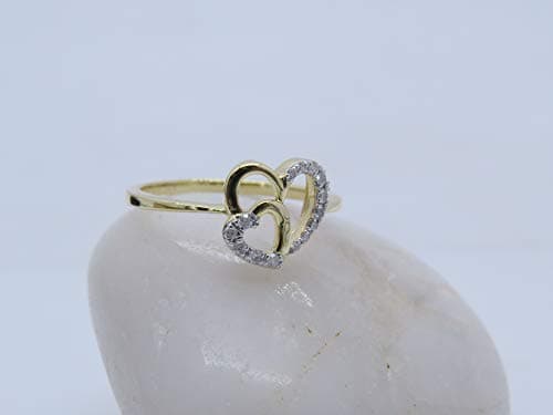 Dazzlingrock -Diamond Heart Ring | 0.11 Carat (ctw) | 1/8 Ctw | 10k Yellow Real Solid Gold thumbnail 5