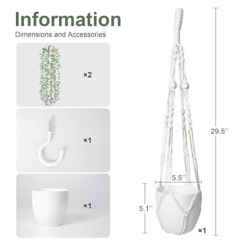 DREAMLOOM Fake Hanging Plants with Pot, Artificial Eucalyptus Hanging Plants with Macrame Hanger for Indoor Decor, Fake Hanging Vines Faux Greenery for Home Kitchen Office thumbnail 5