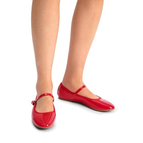DREAM PAIRS Women's Ballet Flats Mary Jane Shoes, Round Toe Comfortable Dressy Casual Slip-on Work Daily Soft Flat Shoes,Size 9,Red-Pat,SDFA2441W thumbnail 6