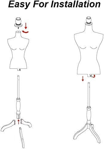 Female Dress Form Mannequin Torso Body with Adjustable Tripod Stand Dress Jewelry Display (White) thumbnail 6