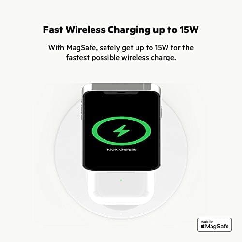 Belkin MagSafe 2-in-1 Wireless Charging Stand for Apple iPhone 17, iPhone 16, iPhone 15, iPhone 14 Series & AirPods - MagSafe Fast Charging Station for Multiple Devices - Black (Certified Refurbished) thumbnail 5