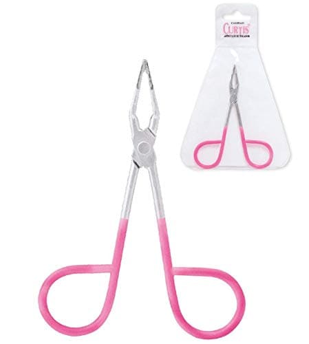 Curtis PROFESSIONAL Salon TWEEZERS with Easy Scissor Handle, CASE Included; The BEST PRECISION EYEBROW TWEEZERS Men/Women; Tools for Facial Hair, Ingrown Hair, Blackhead; Pink & Silver EASY TO HOLD - Image 1