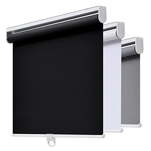 AOSKY Cordless Roller Shades Blackout Blinds for Windows Room Darkening Rolled Up Shades with Spring System, UV Protection Window Shades Door Blinds for Home and Office (45" W x 72" H, Black) - Image 1