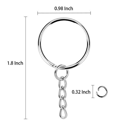 KANSPHY 100 Pack Key Ring with Chain and Open Jump,1 inch Split Round Keychain Rings Bulk for Craft Making Jewelry thumbnail 2