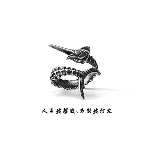 Yocoyee The old Man and the Sea Marlin Fish Ring Retro Copper Inspirational Ring Open Adjustable Ring for Women Men thumbnail 6