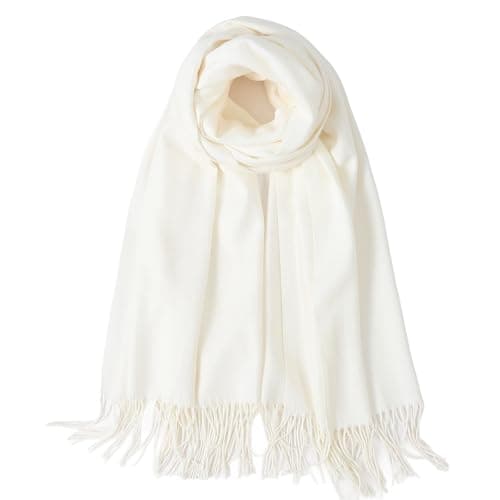 TUSHUSTY Scarf for Women Winter Pashmina Feel Shawl Wraps Softest Warm Blanket Oversized Scarves Evening Dress Wraps White - Image 1