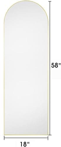 AyeWish Arched Mirror - Full Length, Standing or Wall Mounted, 58"18", Aluminum Frame - Gold thumbnail 2