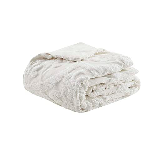 Madison Park Tufted Chenille 100% Cotton Duvet- Modern Luxe All Season Comforter Cover Bed Set with Matching Shams, King/Cal King(104"x92"), Damask Off White 3 Piece thumbnail 12
