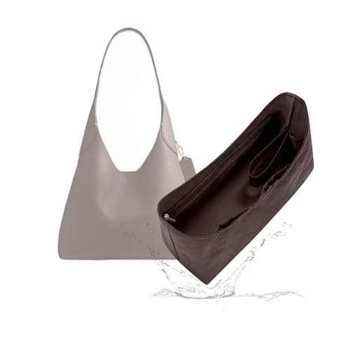 19 NeatThin Lightweight Purse Insert, Waterproof Surface and Silky Satin Interior, Fit for Brooklyn 28 (With Zipper and Bottle Holder, Chocolate) - Image 1