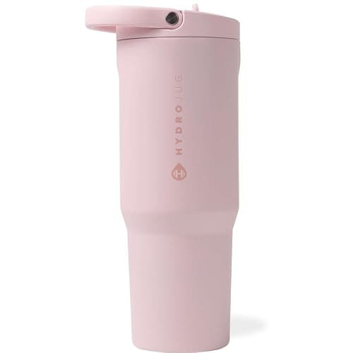 HydroJug Sport - Stainless Steel Tumbler with Straw, Vacuum Insulated, 40oz Leakproof Water Bottle, Ergonomic Design, Reusable, Dishwasher Safe, Rubber Base, Durable for Gym or Outdoors, Pink Sand - Image 1