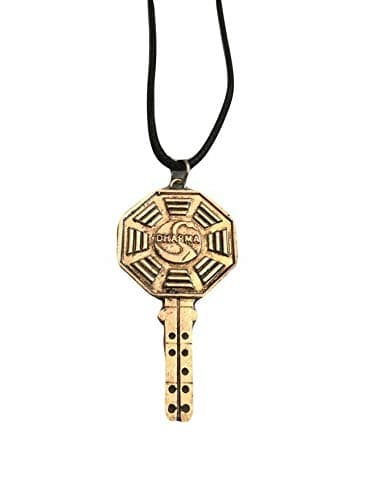 Classic TV Series Dharma Swan Key Pendant Necklace with 18" Leather Cord - Image 1