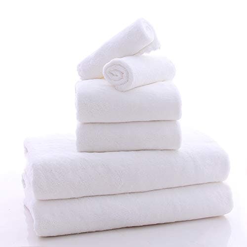MOONQUEEN Ultra Soft Towel Set - Quick Drying - 2 Bath Towels 2 Hand Towels 2 Washcloths - Microfiber Coral Velvet Highly Absorbent Towel for Bath Fitness, Sports, Yoga, Travel (White, 6 Pieces) thumbnail 7