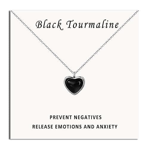 SmileBelle Heart Necklace for Women,Black Tourmaline Red Carnelian Rose Quartz Necklace as Easter Basket Stuffers for Girls,Jade Moonstone Necklaces Pink Jewelry Lover Necklaces Anniversary BDAY Gifts - Image 1