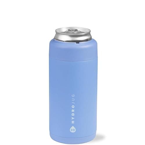 HydroJug Slim Can Cooler - 2-in-1 Insulated Can Cooler Cup - Stainless Steel Slim Can Holder with Non-Slip Rubber Base - Screw-Top Lid - Dishwasher Safe - 12oz, Light Blue - Image 1